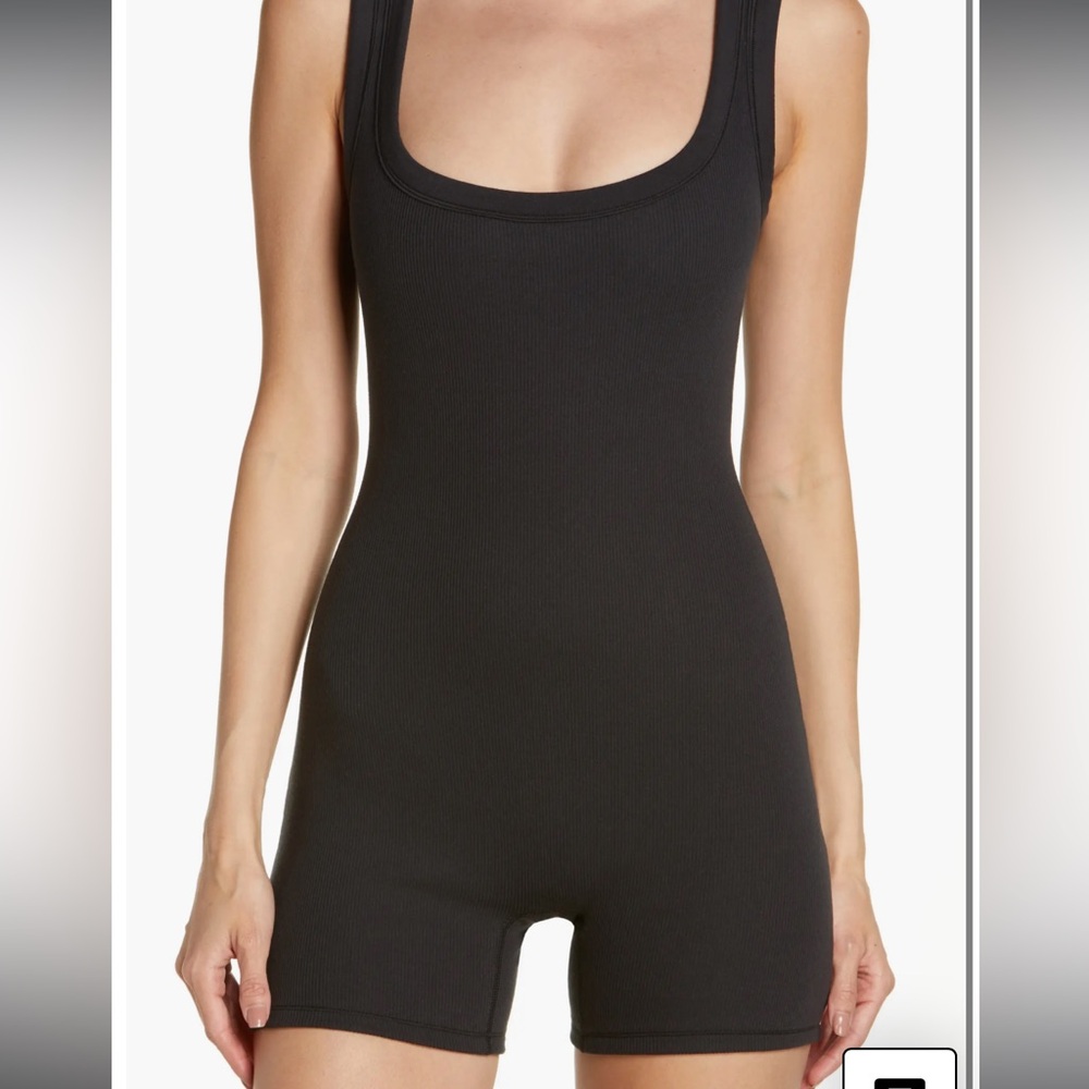 SKIMS Black Rib Stretch Cotton Romper